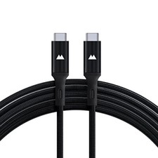 Durable Nylon Braided USB C to USB C Charging Cable - 1.5m Black