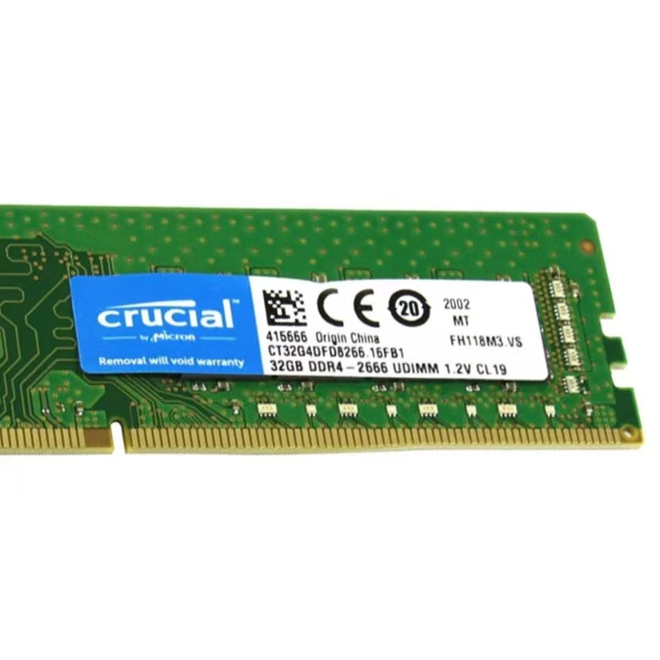 New Crucial 64GB (2X32GB) DDR4 2666MHz PC4-21300 UDIMM Memory Ram CT32G4DFD8266 - Image 3 of 4