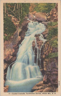 1954 White Mountains, NH, Crystal Cascade Tuckerman Ravine Postcard B3855.4