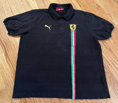 Puma x Scuderia Ferrari Polo Collared Shirt Size XXL Black Striped Official