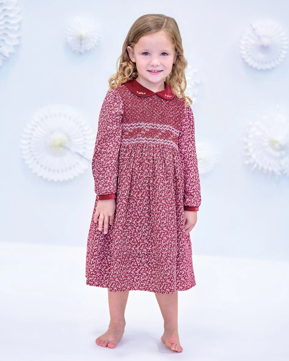 knee length dresses for ladies Sarah Louise Girls Floral Smocked Dress in Multicoloured 12 Mths