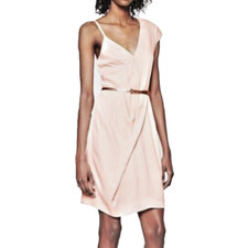 French Connection 'Cyclone'~ Blush Pink Asymmetric One Shoulder Dress 0 NEW $298