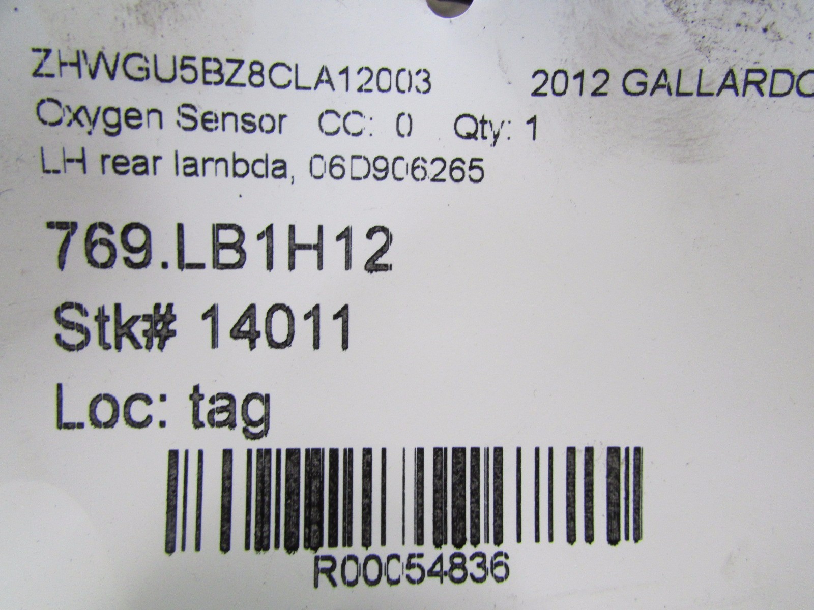 Lamborghini Gallardo LP550, 560, 570, Left Rear lambda, Oxygen Sensor, 06D906265