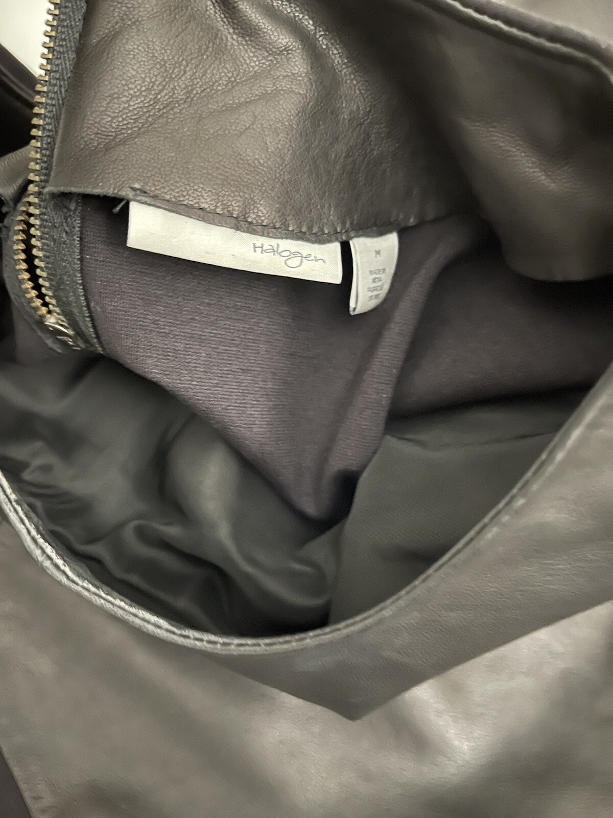 Halogen Black Lambskin Leather Knit Shift Mini Dr… - image 10