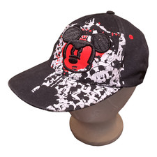 Disney Parks Mickey Mouse Youth Baseball Hat Ball Cap Black Red Graffiti