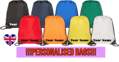 MMPS Personalised Water-Resistant Drawstring Bag – Kids School PE Gym Swim Dance Ball