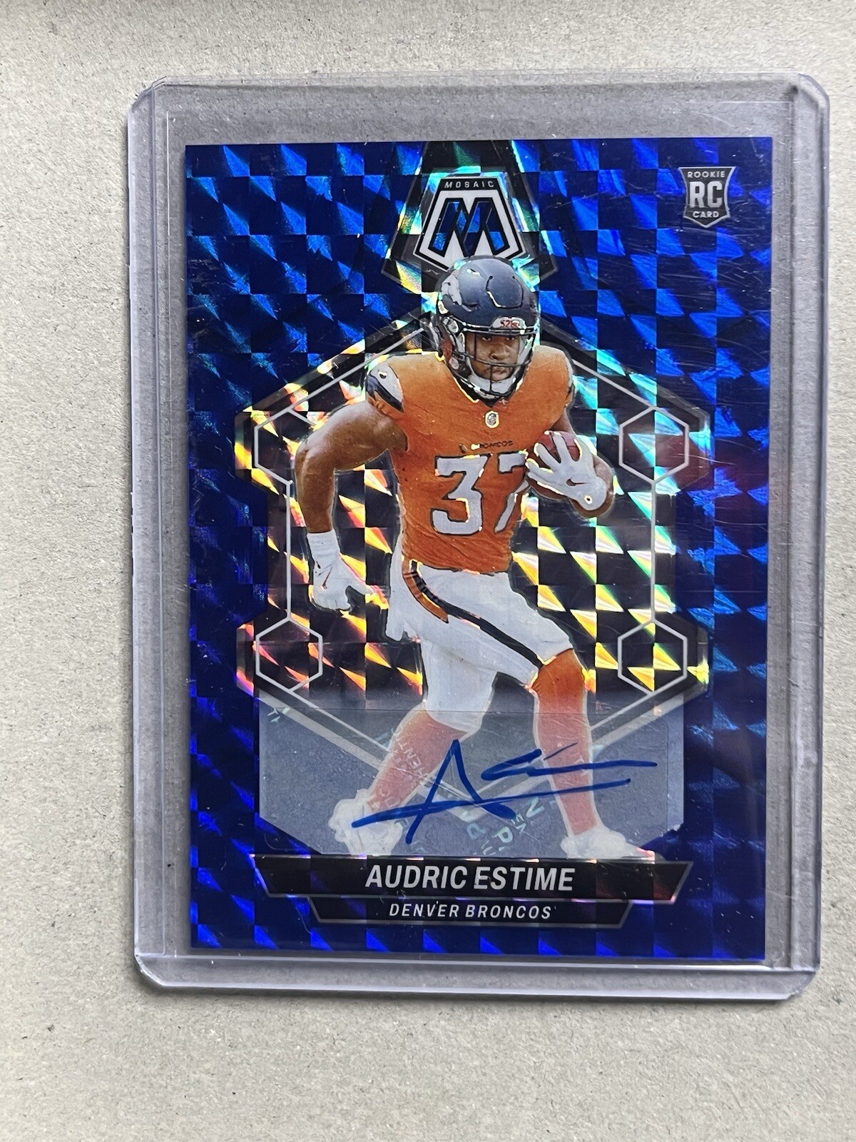 2024 Panini Mosaic Audric Estime Rookie Auto Blue /99