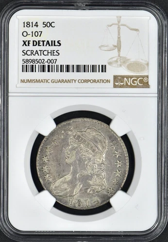 1814 Bust Half Dollar 50C O-107 XF Details Scratches NGC Coingiants