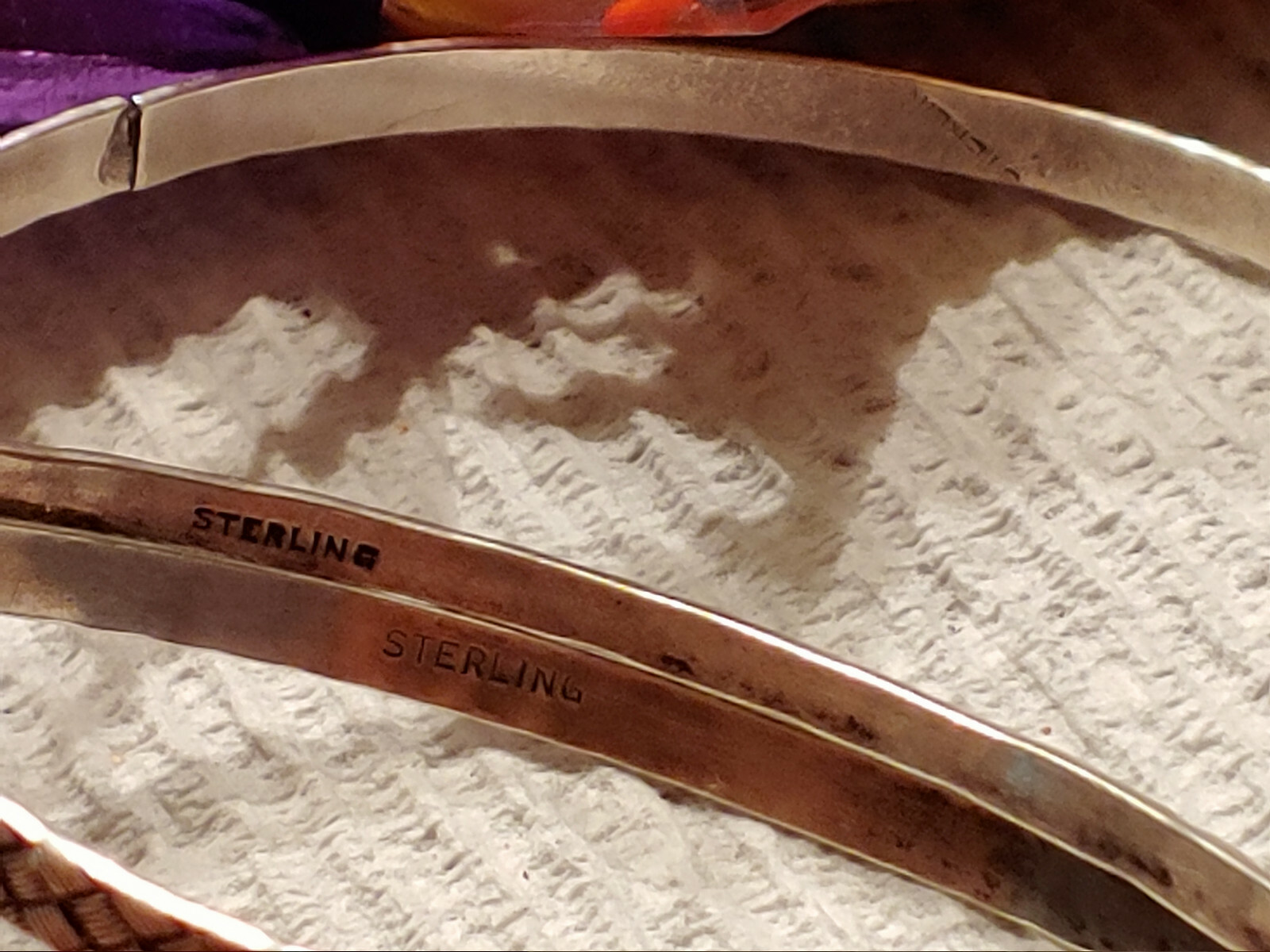 THREE Sterling Silver Patterned Etched Mix Match … - image 10