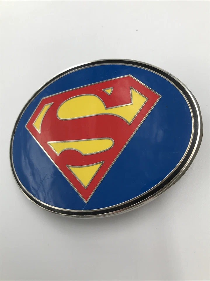 Hebilla de cinturón clásica con logotipo de Superman de metal de 3,5 pulgadas x 2,5 pulgadas. DC Comics azul Foto 2 de 3