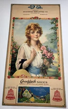 1927 Calendar Sign Pretty Lady Knowles Hare ? Shoes Adv Anacortes Washington