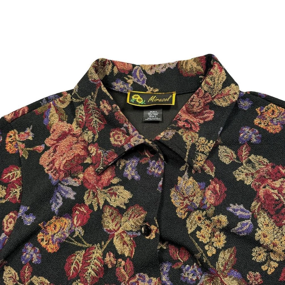 Blusa Floral De Colección Para Mujer Grande Paisley Linda Mirasol Glam Años 90 80 Hecha en EE. UU. Foto 4 de 4