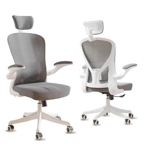 Office Chair Ergonomic Desk Chair, Home Mesh Office Desk Chairs with N Gray