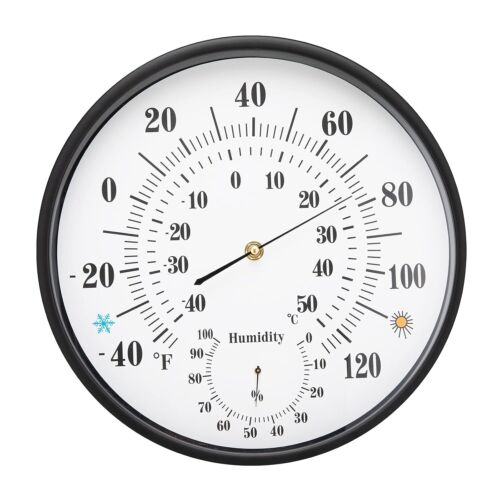 MUMTOP Indoor Outdoor Thermometer 12 Inch Outdoor Wall Hanging With Large White