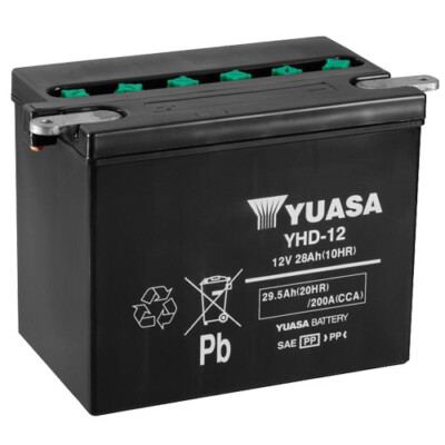 Batterie für Harley FL 1200 Electra Glide 1966 YUASA YHD-12 offen, trocken