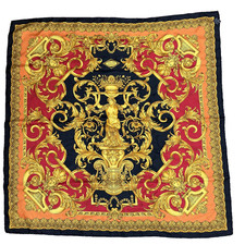 Vintage Versace Atelier Italy Silk Baroque Scarf Red Gold 34 Inch