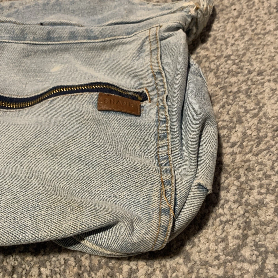 Bolso de Mano Shane Azul Claro Denim Jean Hombro Retro Años 80 Envejecido Foto 3 de 4