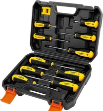 11-piece Magnetic Screwdriver Set with Case, 5 Phillips & 5 Flat Head Tips with 