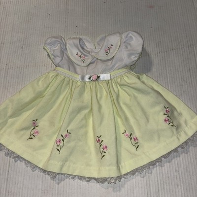 Vintage Dress 3-6M Floral Peter Pan Collar Yellow Lace Floral Baby Dress 80s