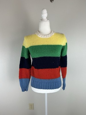 Vintage 90 s Sweater Colorblock Pullover Crew neck Grandpa Retro Stripe Funky S