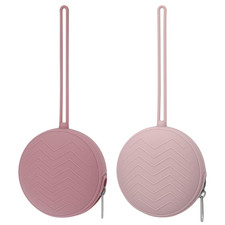 2 Pack Silicone Pacifier Holder Case, Powder Rose, Dusty Lilac