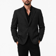 Joseph  Feiss Wool Charcoal Gray Blazer Mens 44L 2 Button Sport Coat Minimalist
