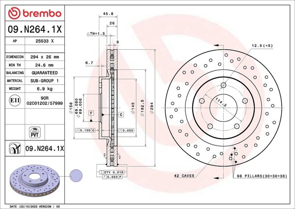 Brembo Bremsscheiben Vorne Gelocht/Innenbel. FüR Mitsubishi Eclipse Cross Gk_-image
