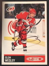 Glen Wesley autographed hockey card 2003 Topps Team Set CAR8 Carolina Hurricanes