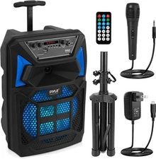 Pyle Portable Bluetooth PA Speaker System, 8" Subwoofer, 400W Aux Input PPHP82SM