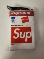 SUPREME X HANES BOXER BRIEFS 4 PACK - WHITE - Size Large Unopened
