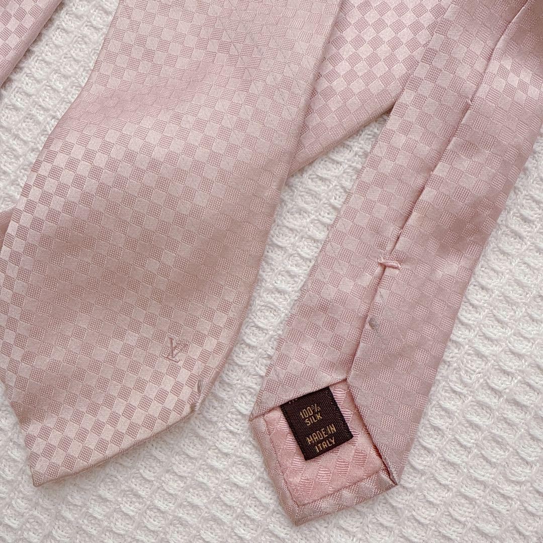 LOUIS VUITTON Checked Logo Tie Men LV Pink 100% silk Genuine | eBay