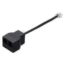Phone Jack Splitter, RJ11 6P4C Telephone Line 2 Way Splitter, 0.5ft, Black