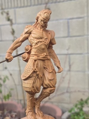 Hand-Carved Boxwood Monkey King Statue   Sun Wukong Figurine