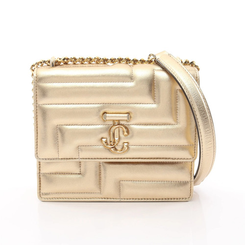 JIMMY CHOO Varenne Avenue Quad Quilted Chain Shoulder Bag Leather Gold