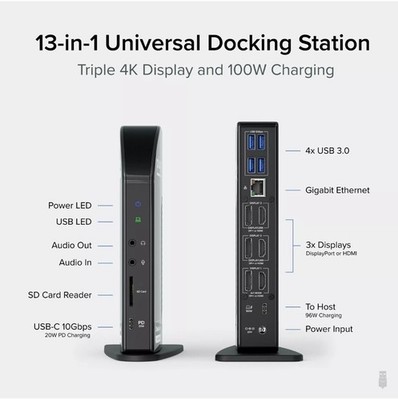 Plugable UDULTC4K USB-C 4K Triple Display Docking Station