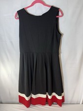 Oscar de La Renta Fit Flare Dress Size 14 Black Red White Colorblock