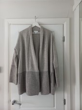 The White Company grau Oversize Wolle Kaschmir Mix Longline Cardigan M 14 UK
