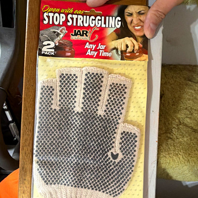 Jar it  Manual Jar Opener Grip Gloves 2 Pack, Machine Washable, Beige/Black