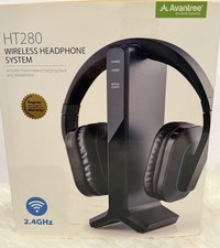 Avantree HT280 Wireless TV Headphones WSHT-280-BLK 2.4GHz RF Dock Open Box