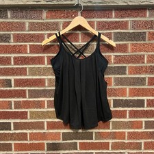 Halara Black Flowy Strappy Racerback Athletic Sports Bra Tank Top