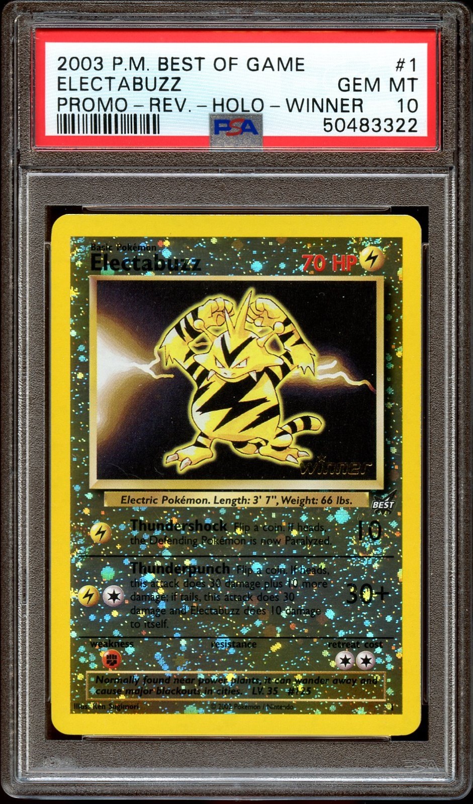 PSA 10 GEM MINT Electabuzz # 1 REVERSE HOLO Best of Game WINNER Pokemon Card
