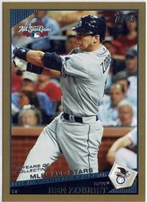 2009 Topps Update Ben Zobrist (Rays) All-Star Game Gold /2009 Card No. UH55