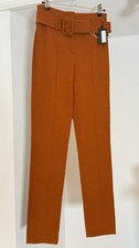 NWT Theory Belt Cigarette Trousers Tangerine Orange Wool Blend Belted UK 4-6 US0