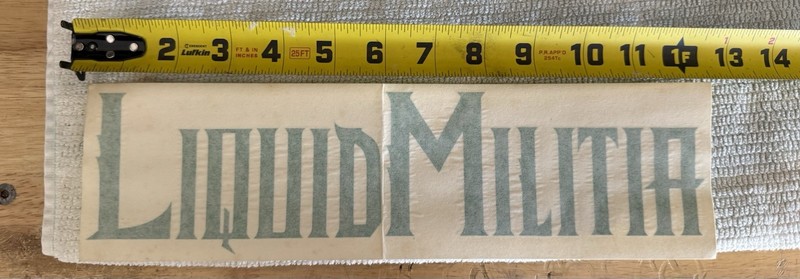 NOS RARE Vintage Liquid Militia Green 12” Sticker Decal. PWC, Jet Ski, Surfing