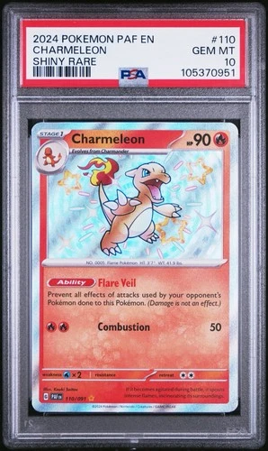 PSA 10 Charmeleon 110/091 Paldean Fates Shiny Rare Pokémon TCG Gem