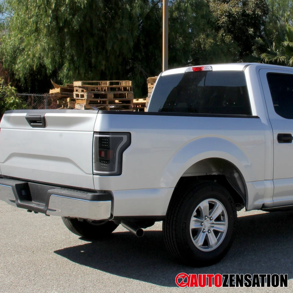 Fit 2015 2016 2017 Ford F-150 Full LED Black Tail Lights Brake Lamps Left+Right Foto 3 de 4