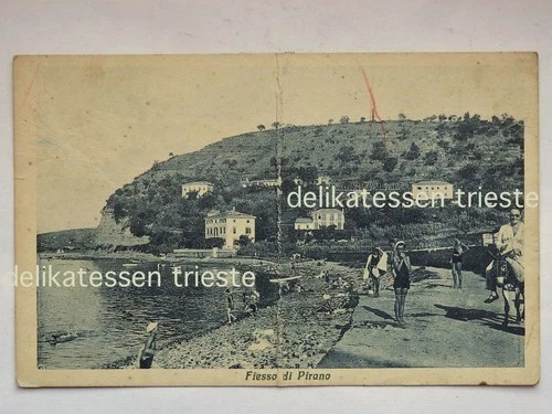 PIRAN FIESSO Istria Slovenia animated donkey old postcard
