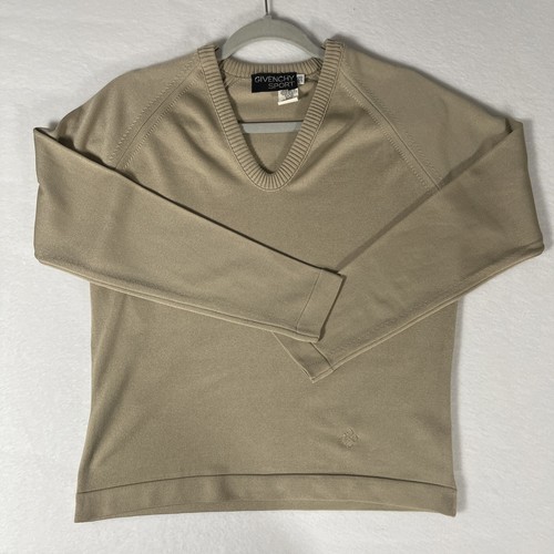 Vintage Givenchy Sport Nylon Shirt Top Vneck Pullover Sweater S 38 Beige Golf