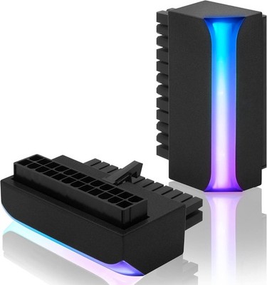 EZDIY-FAB ATX 24Pin 90 Grad Stromadapter 5V 3Pin ARGB Rainbow Buchse Stecker 1er