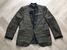 After Six Rudofker Vtg lata 70. Smoking Garnitur Kurtka Marynarka Złoto i Czarna Satyna Rozmiar 44